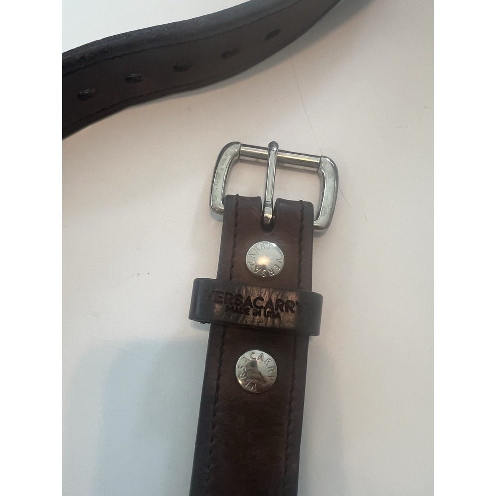 Men's Versecarry Brown Silver Buckle Heavy Leather Belt Size XL
